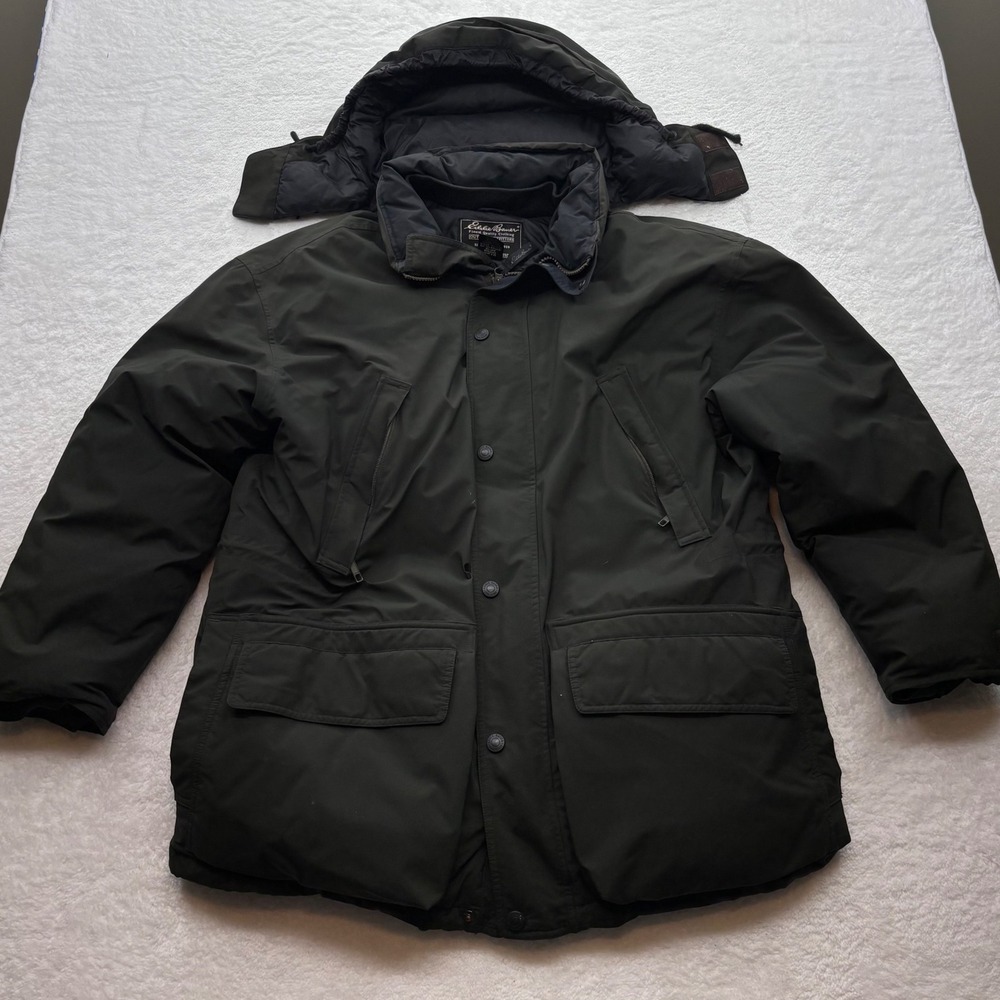 Eddie Bauer Mens Gore-Tex Goose Down Parka Jacket Detachable Hood Black Medium